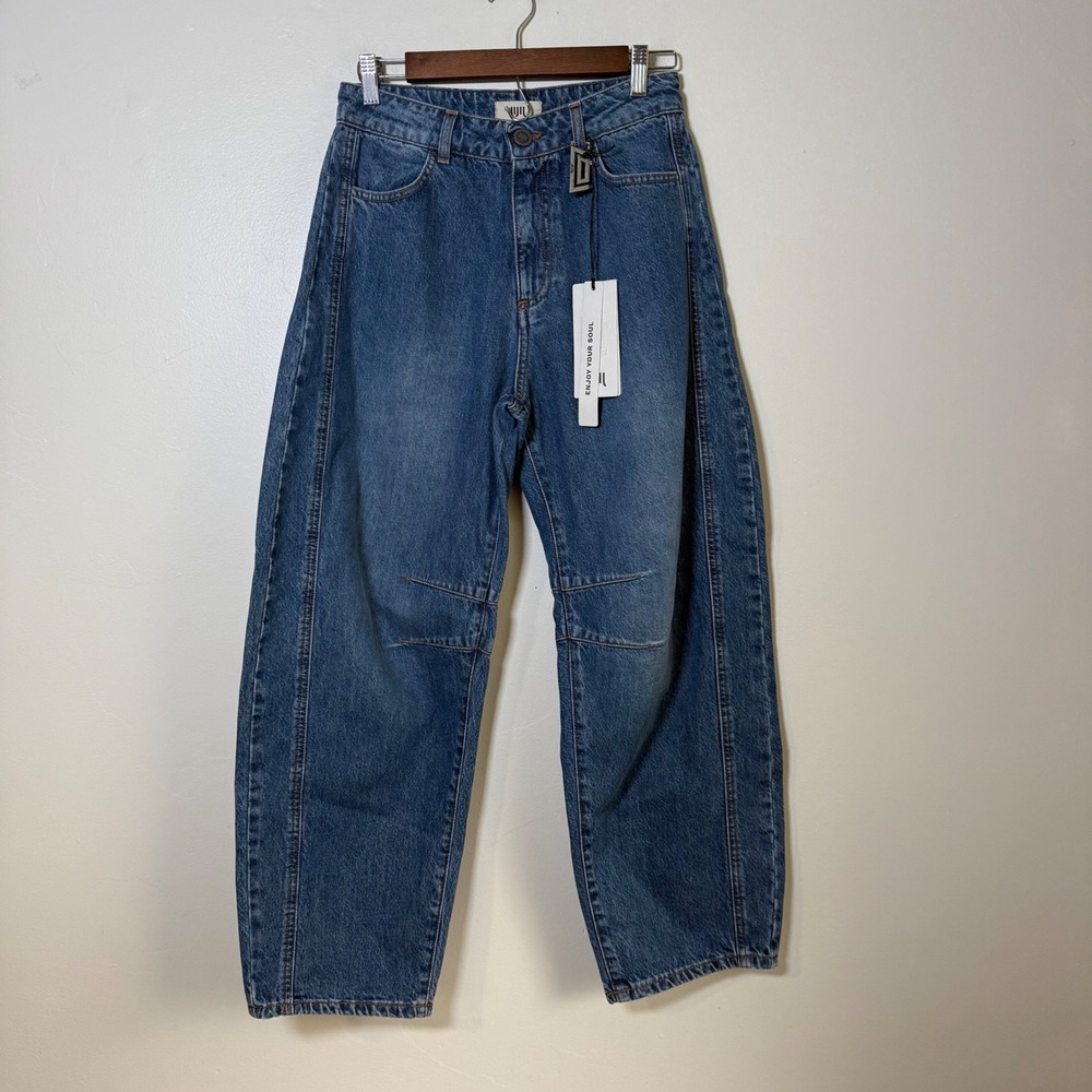 NWT JIJIL Balloon Curved Leg Relaxed High‎ Rise Denim Jeans Size 26 Blue
